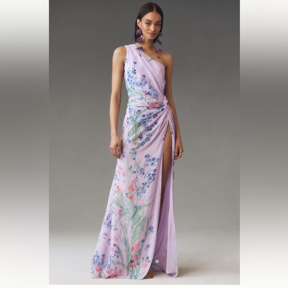 SAU LEE Gwendolyn One Shoulder Dress